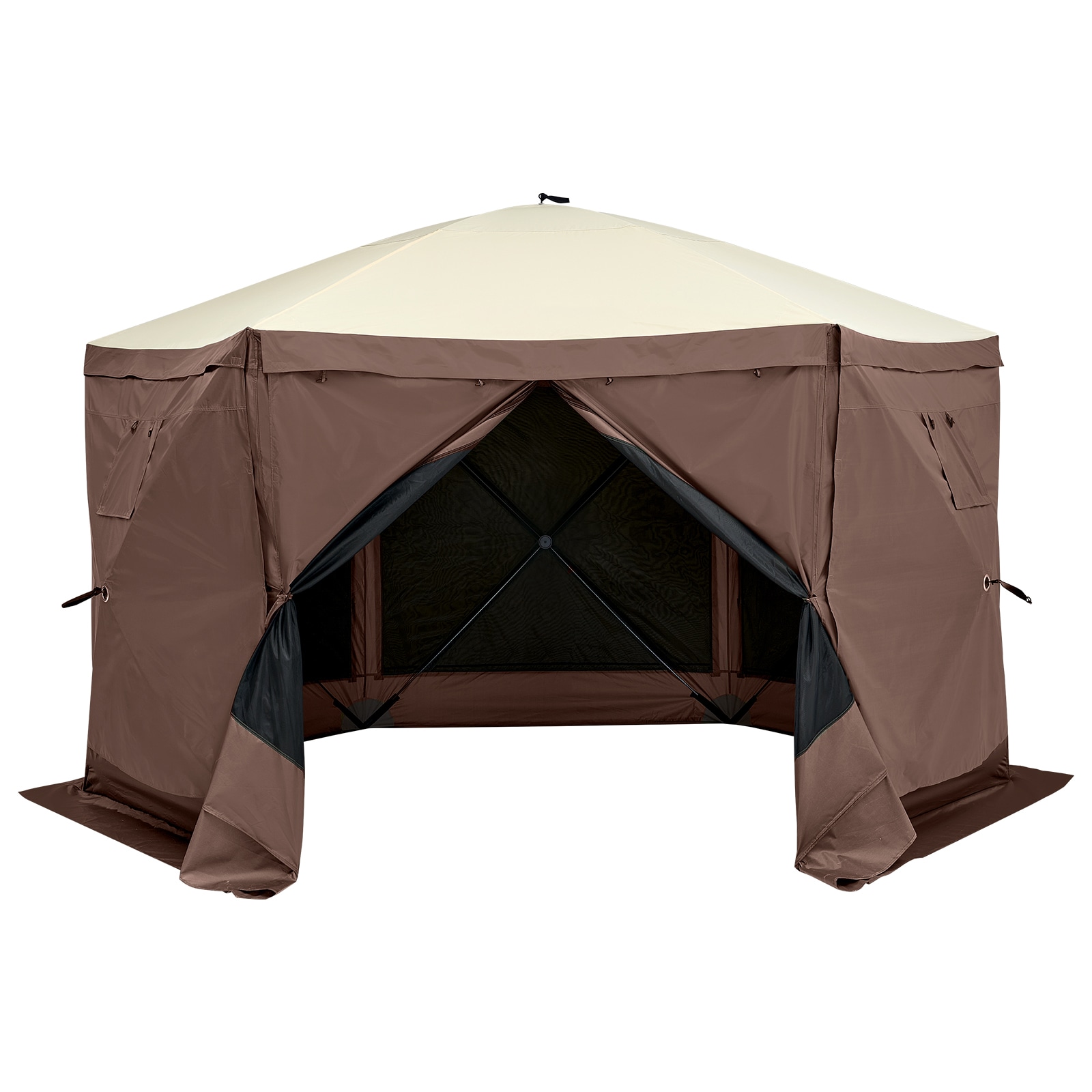 Pop Up Gazebo Tent With Privacy Panels And Mesh Screen Enclosure_voghion.com